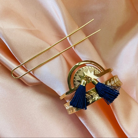 Boho Tassels Hair Pins Hair Clip Bun Cage - Picture 4 of 8